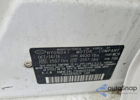 2017 Hyundai Sonata Hybrid Limited z USA, uszkodzony, nr VIN KMHE34L15HA053934